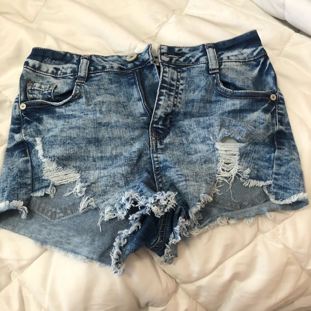 High waisted jean shorts